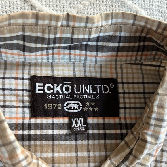 ECKO Unltd Men’s Vintage Y2K 2000’s button down plaid short sleeve shirt. XXL - Picture 5 of 10